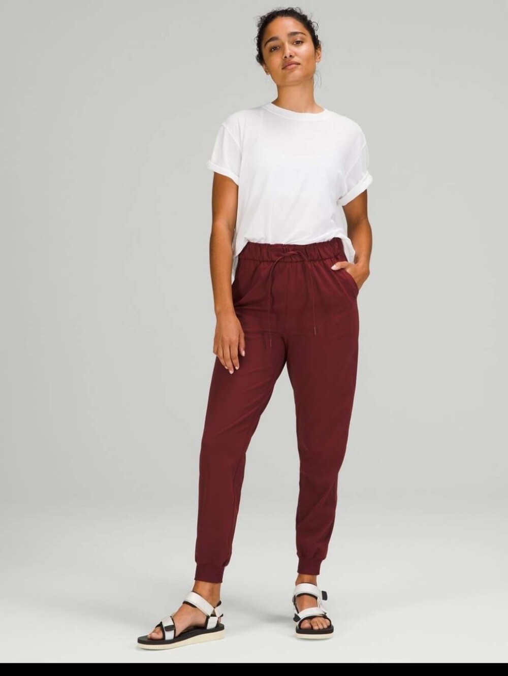 Lululemon Stretch High-Rise Jogger Full Length Red Merlot Size 14